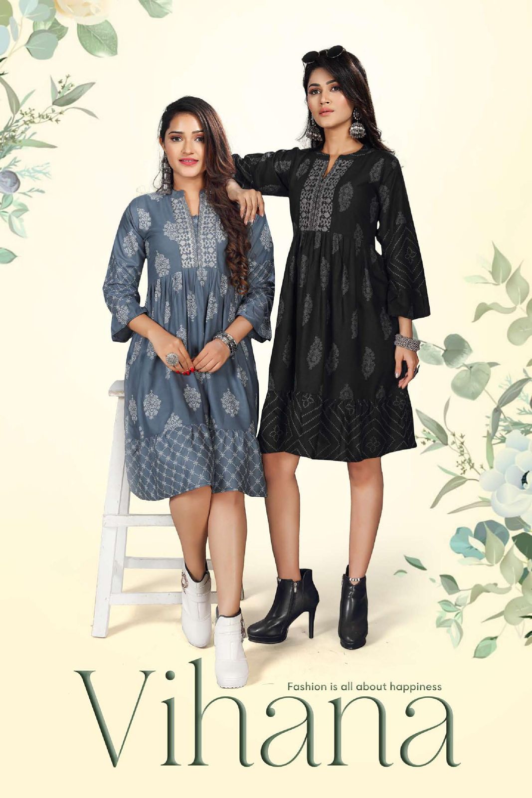 Beauty Queen Vihana 1 New Fancy Wear Shorty Rayon Printed Kurti Collection